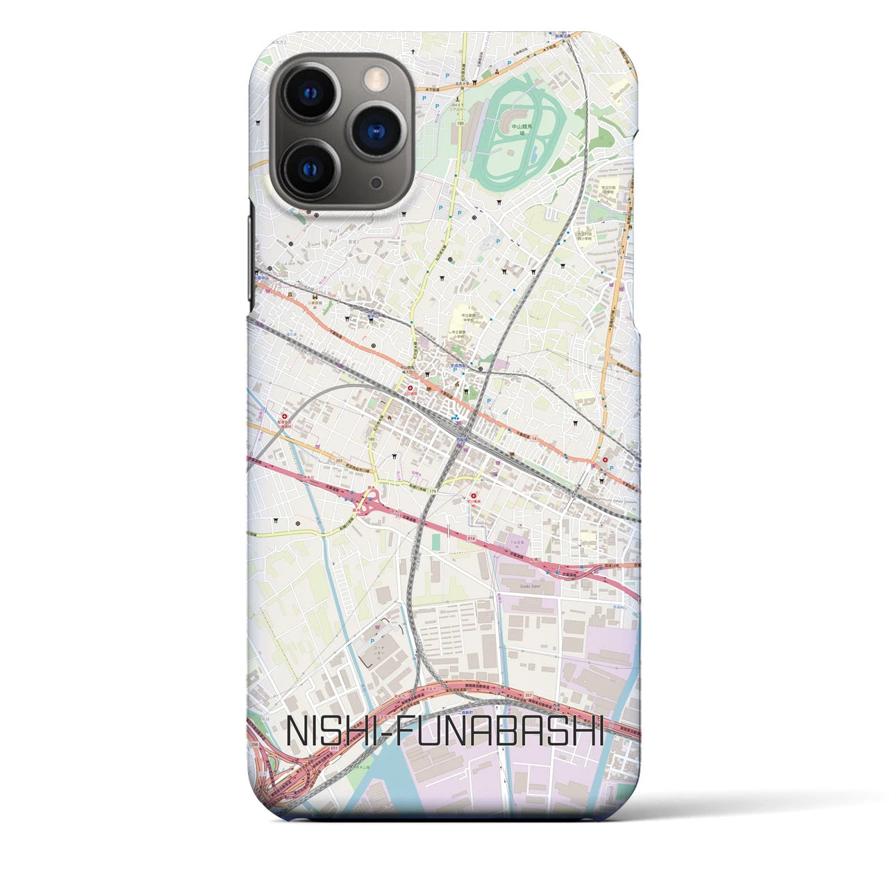 【西船橋】地図柄iPhoneケース（バックカバータイプ・ナチュラル）iPhone 11 Pro Max 用