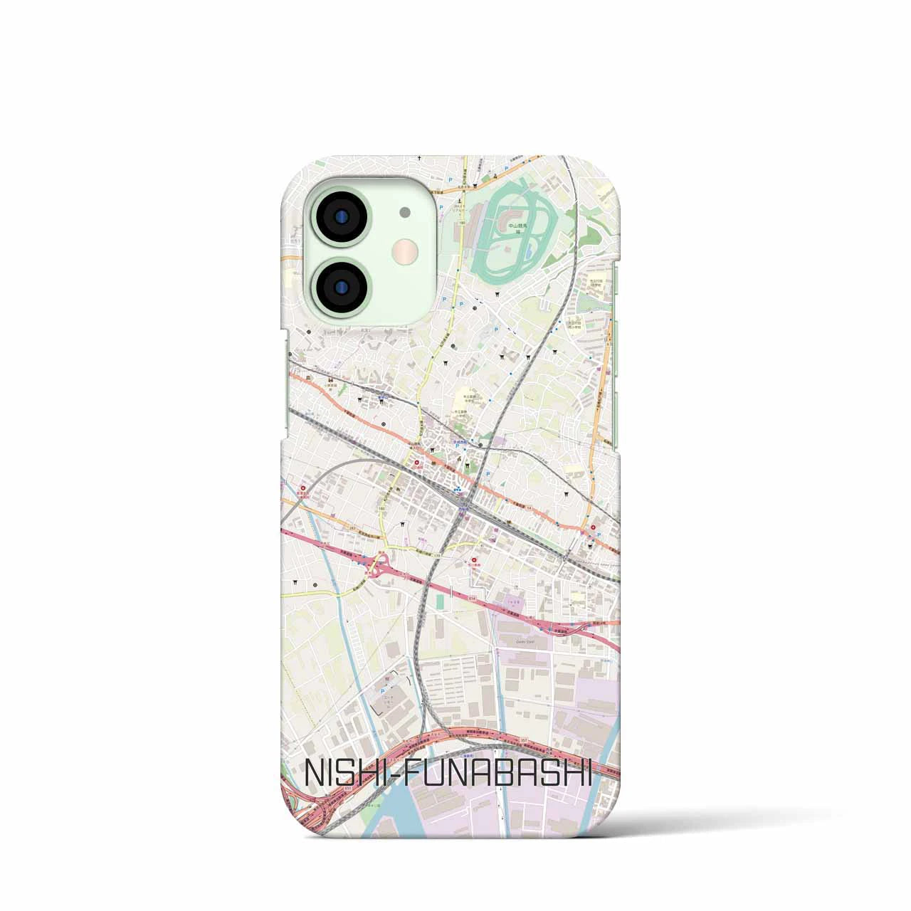 【西船橋】地図柄iPhoneケース（バックカバータイプ・ナチュラル）iPhone 12 mini 用