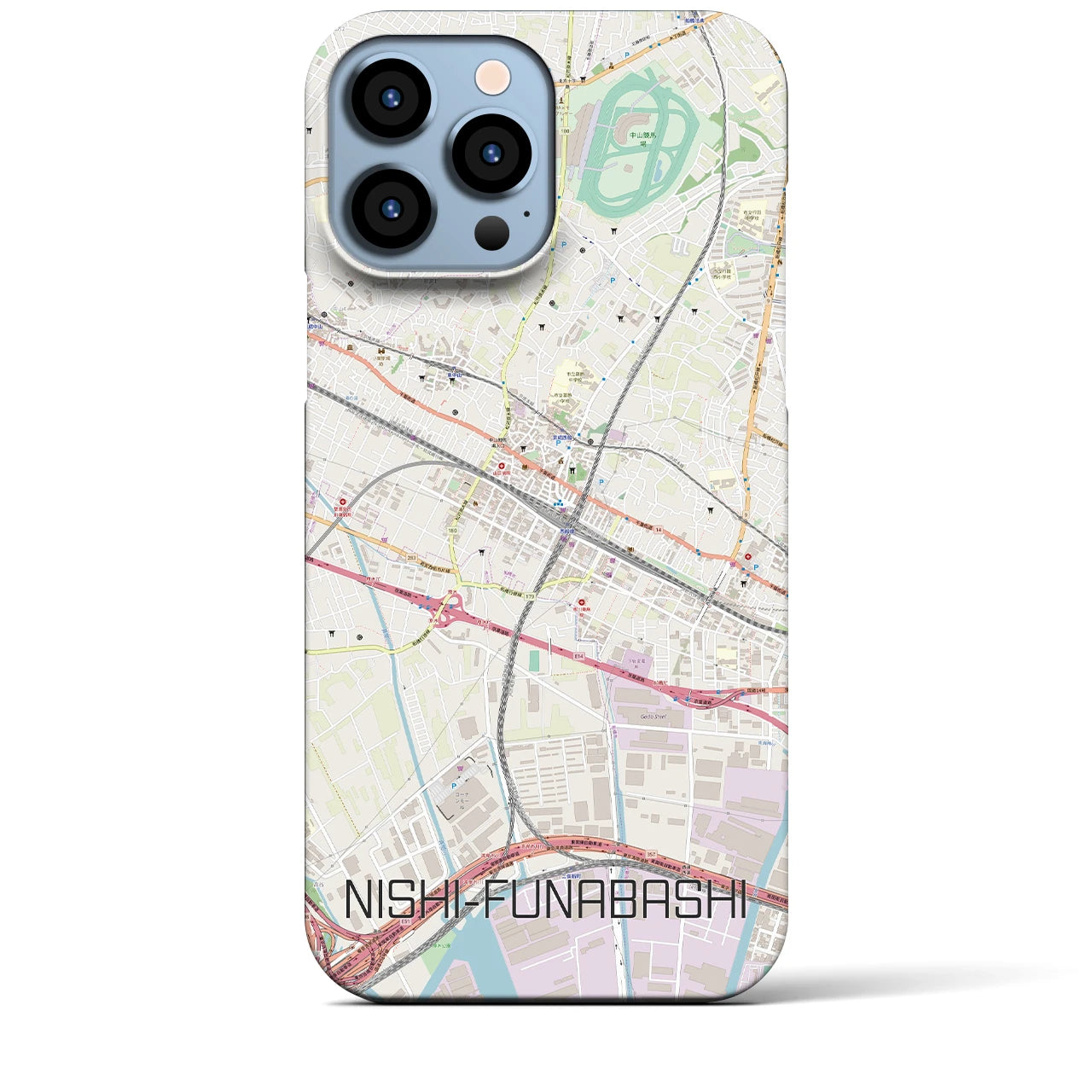 【西船橋】地図柄iPhoneケース（バックカバータイプ・ナチュラル）iPhone 13 Pro Max 用