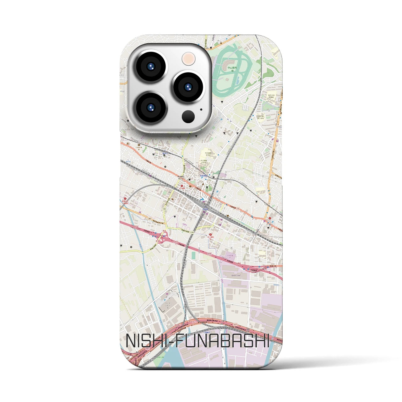 【西船橋】地図柄iPhoneケース（バックカバータイプ・ナチュラル）iPhone 13 Pro 用