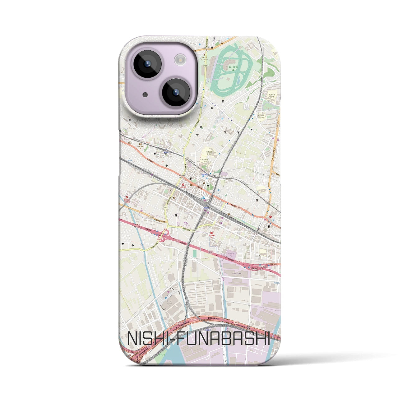 【西船橋】地図柄iPhoneケース（バックカバータイプ・ナチュラル）iPhone 14 用