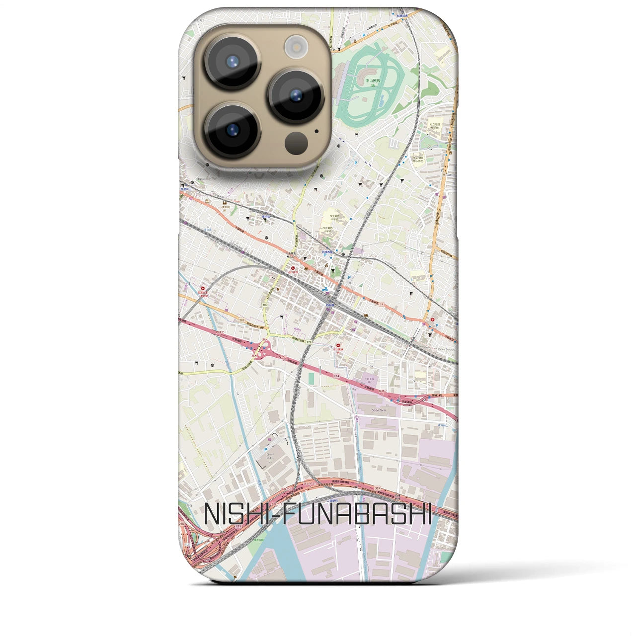 【西船橋】地図柄iPhoneケース（バックカバータイプ・ナチュラル）iPhone 14 Pro Max 用
