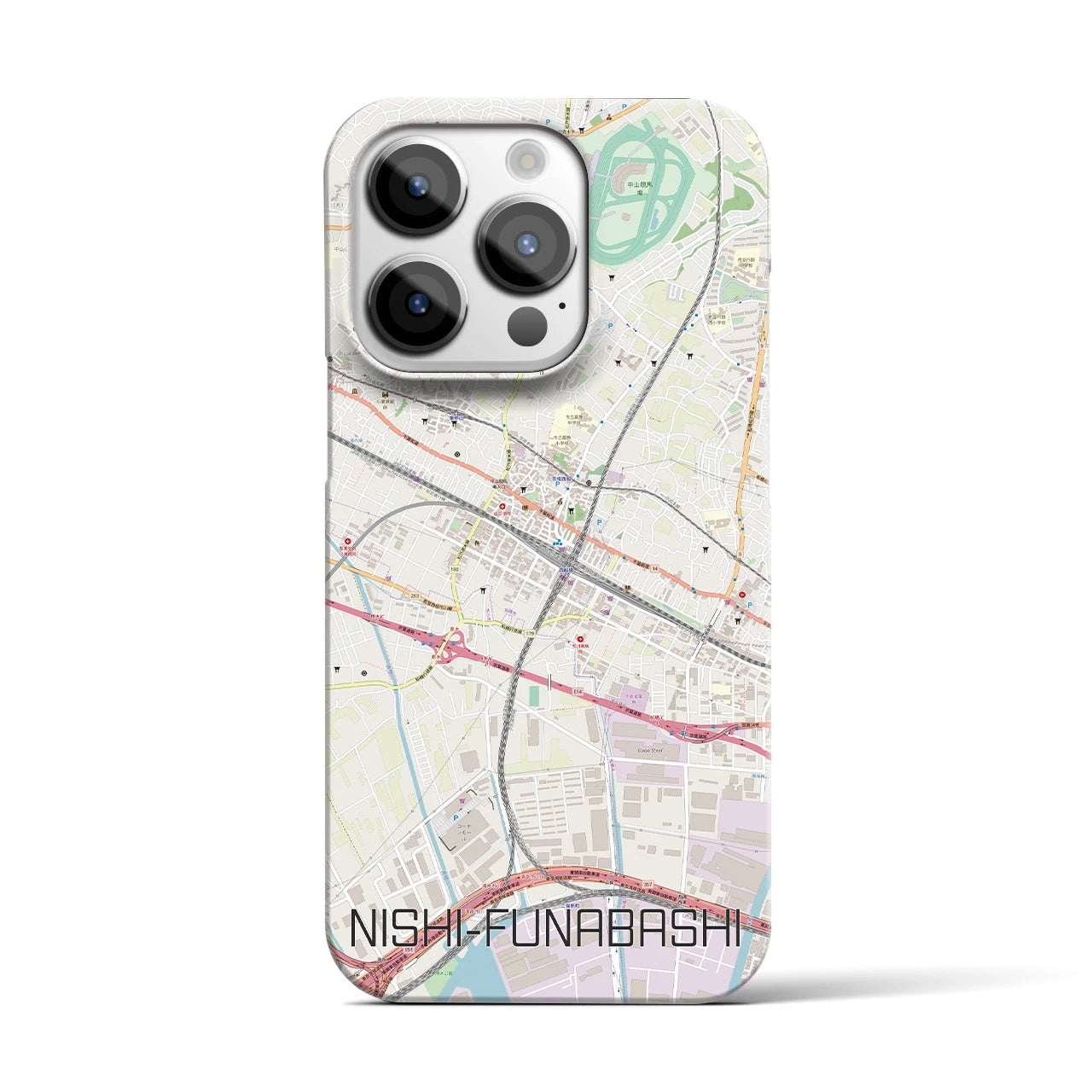【西船橋】地図柄iPhoneケース（バックカバータイプ・ナチュラル）iPhone 14 Pro 用
