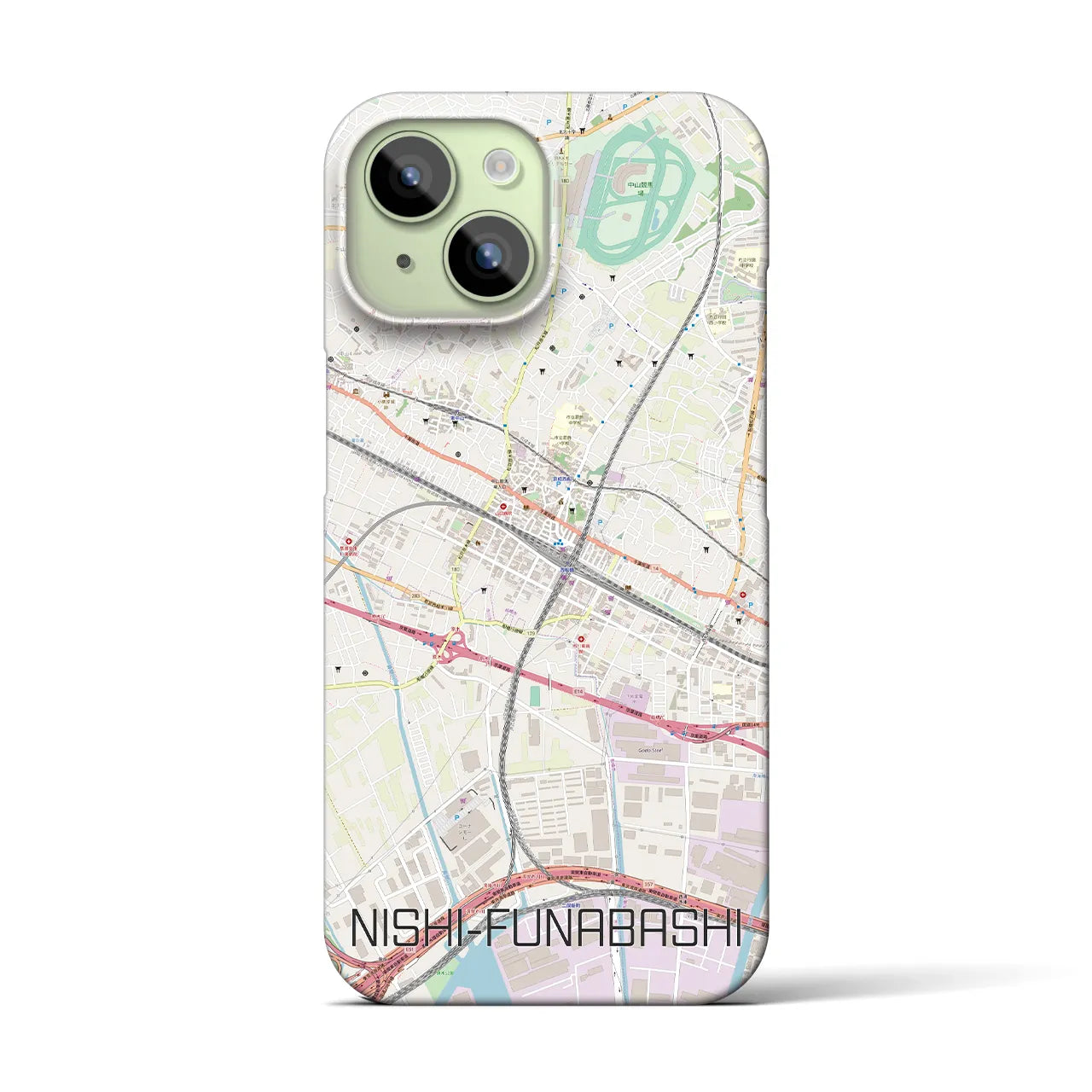【西船橋】地図柄iPhoneケース（バックカバータイプ・ナチュラル）iPhone 15 用
