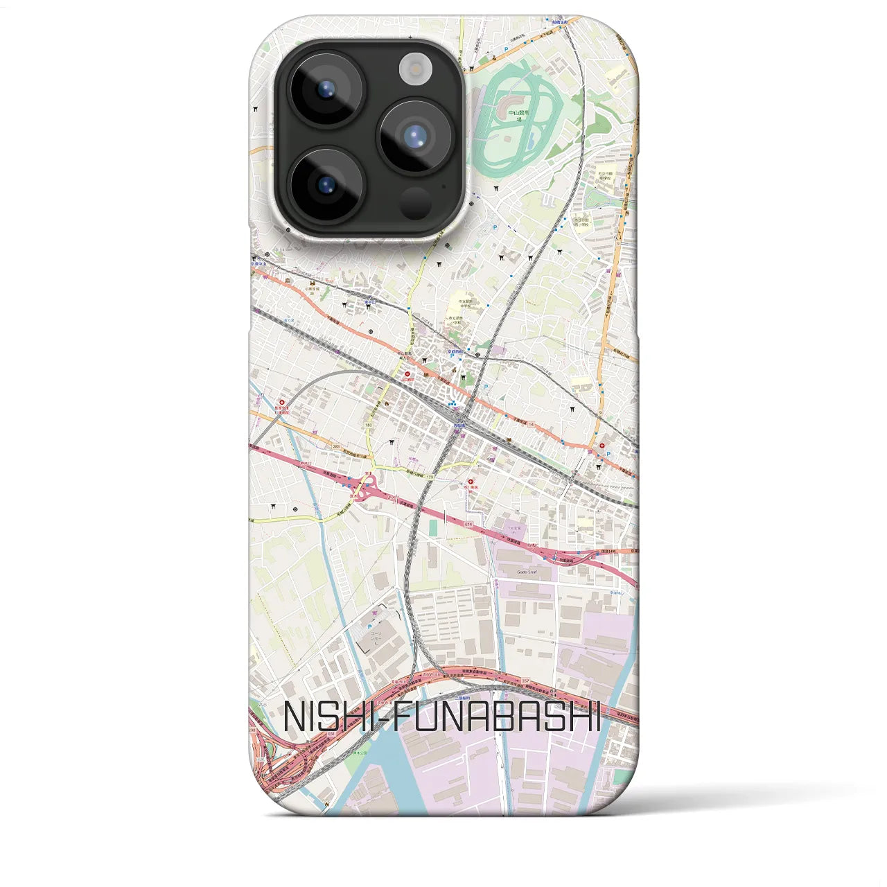 【西船橋】地図柄iPhoneケース（バックカバータイプ・ナチュラル）iPhone 15 Pro Max 用