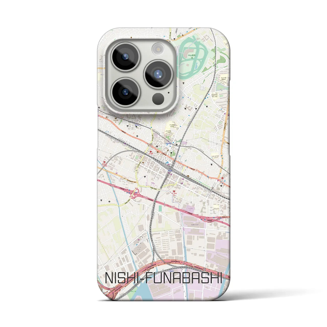 【西船橋】地図柄iPhoneケース（バックカバータイプ・ナチュラル）iPhone 15 Pro 用