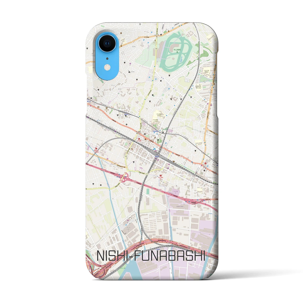 【西船橋】地図柄iPhoneケース（バックカバータイプ・ナチュラル）iPhone XR 用