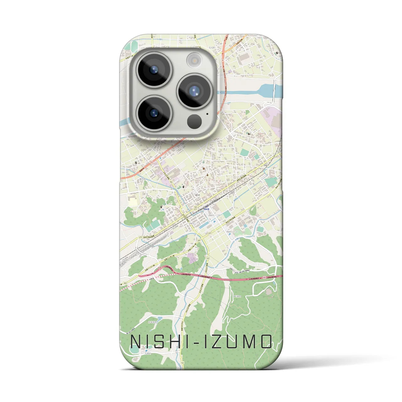 【西出雲】地図柄iPhoneケース（バックカバータイプ・ナチュラル）iPhone 15 Pro 用