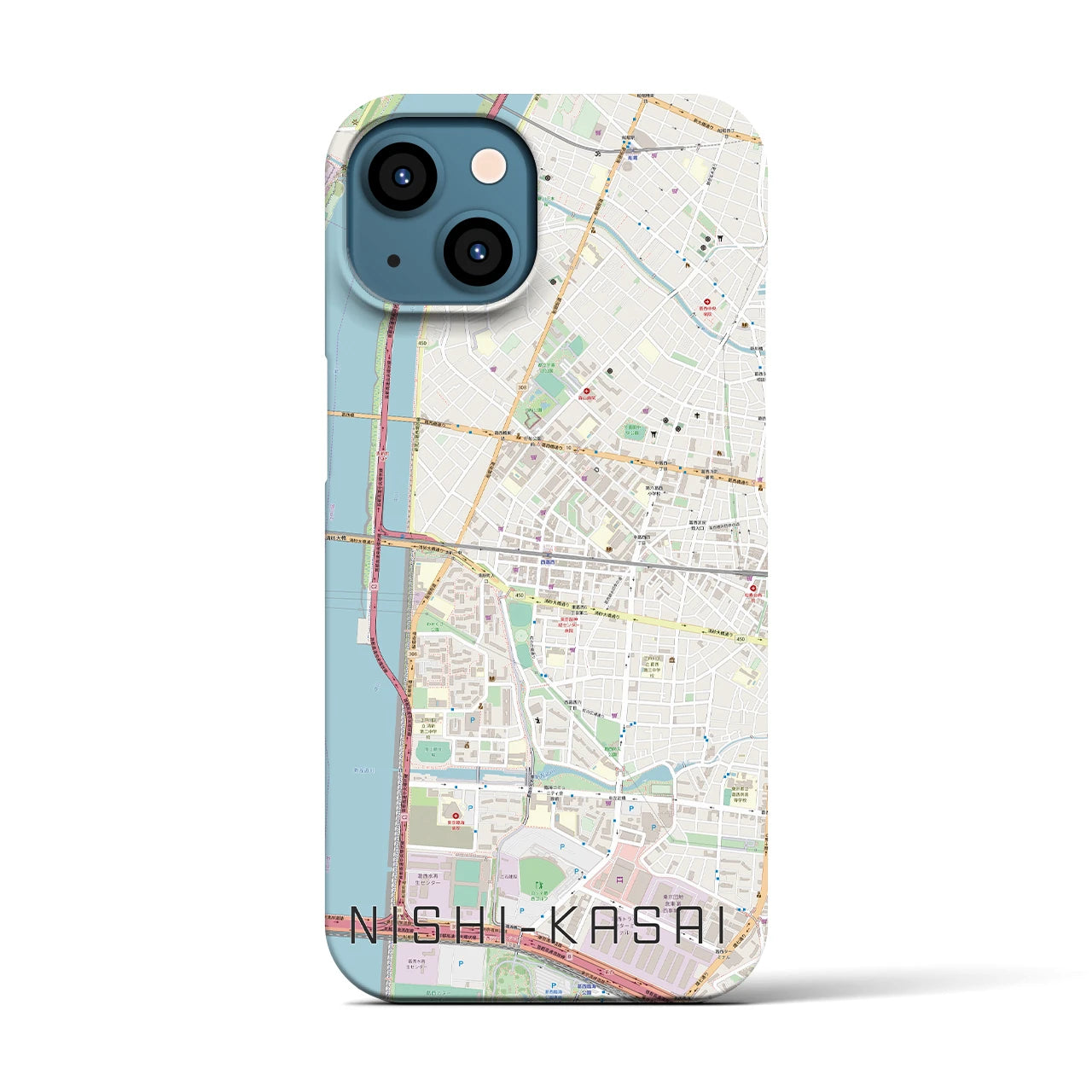 【西葛西】地図柄iPhoneケース（バックカバータイプ・ナチュラル）iPhone 13 用