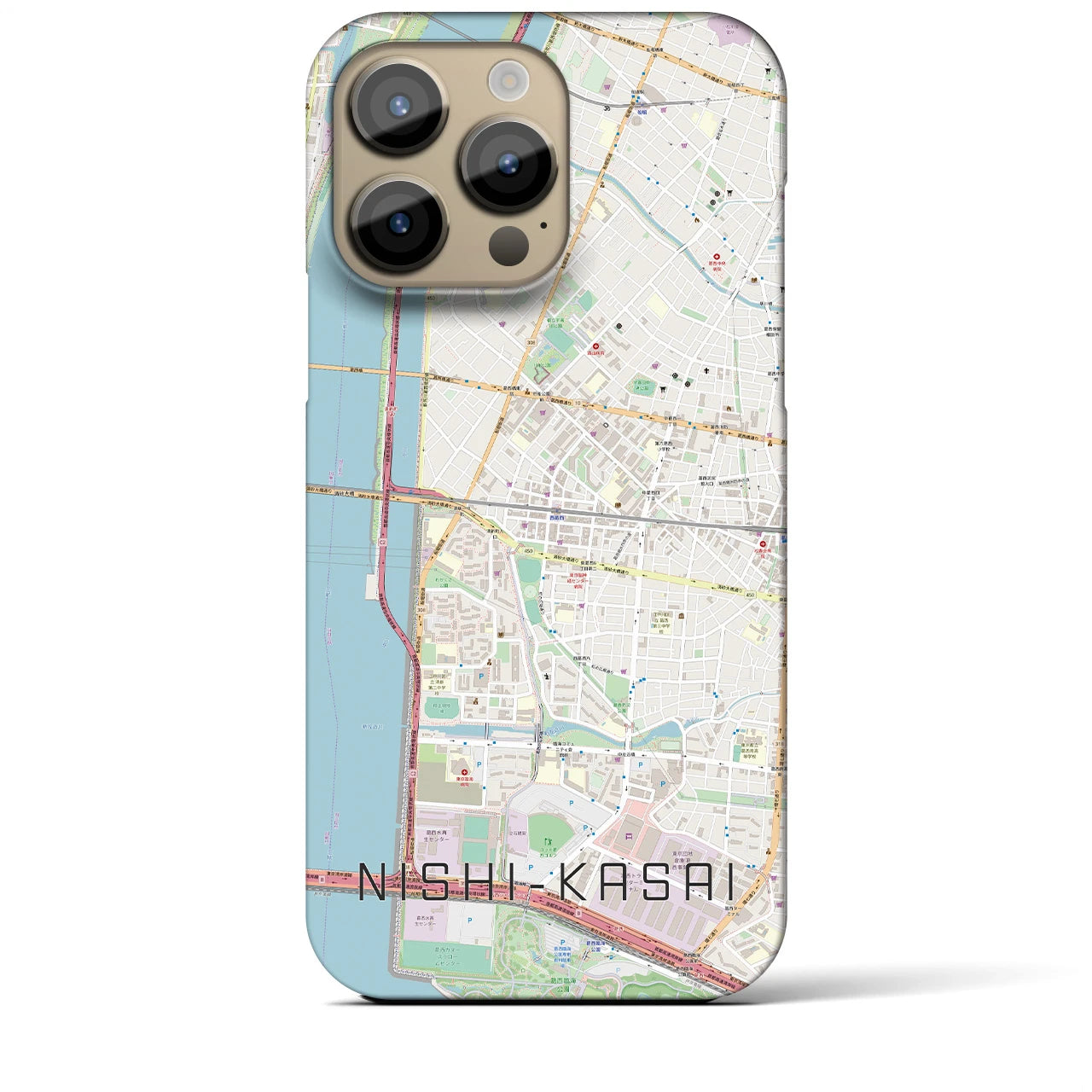 【西葛西】地図柄iPhoneケース（バックカバータイプ・ナチュラル）iPhone 14 Pro Max 用