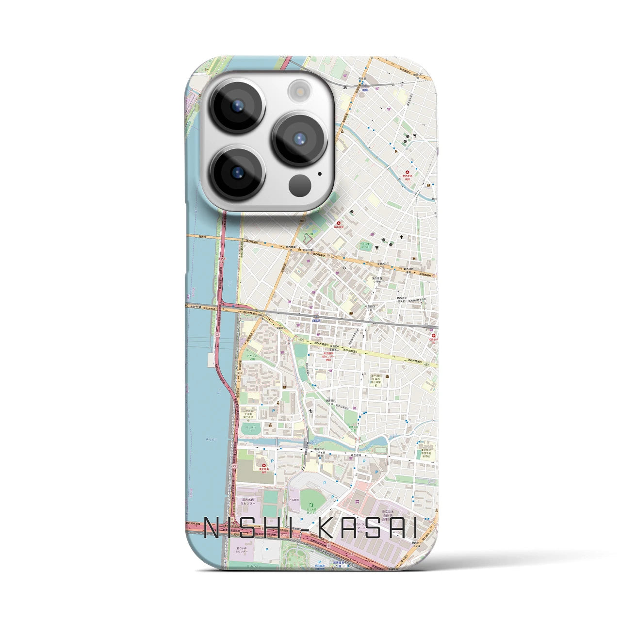 【西葛西】地図柄iPhoneケース（バックカバータイプ・ナチュラル）iPhone 14 Pro 用