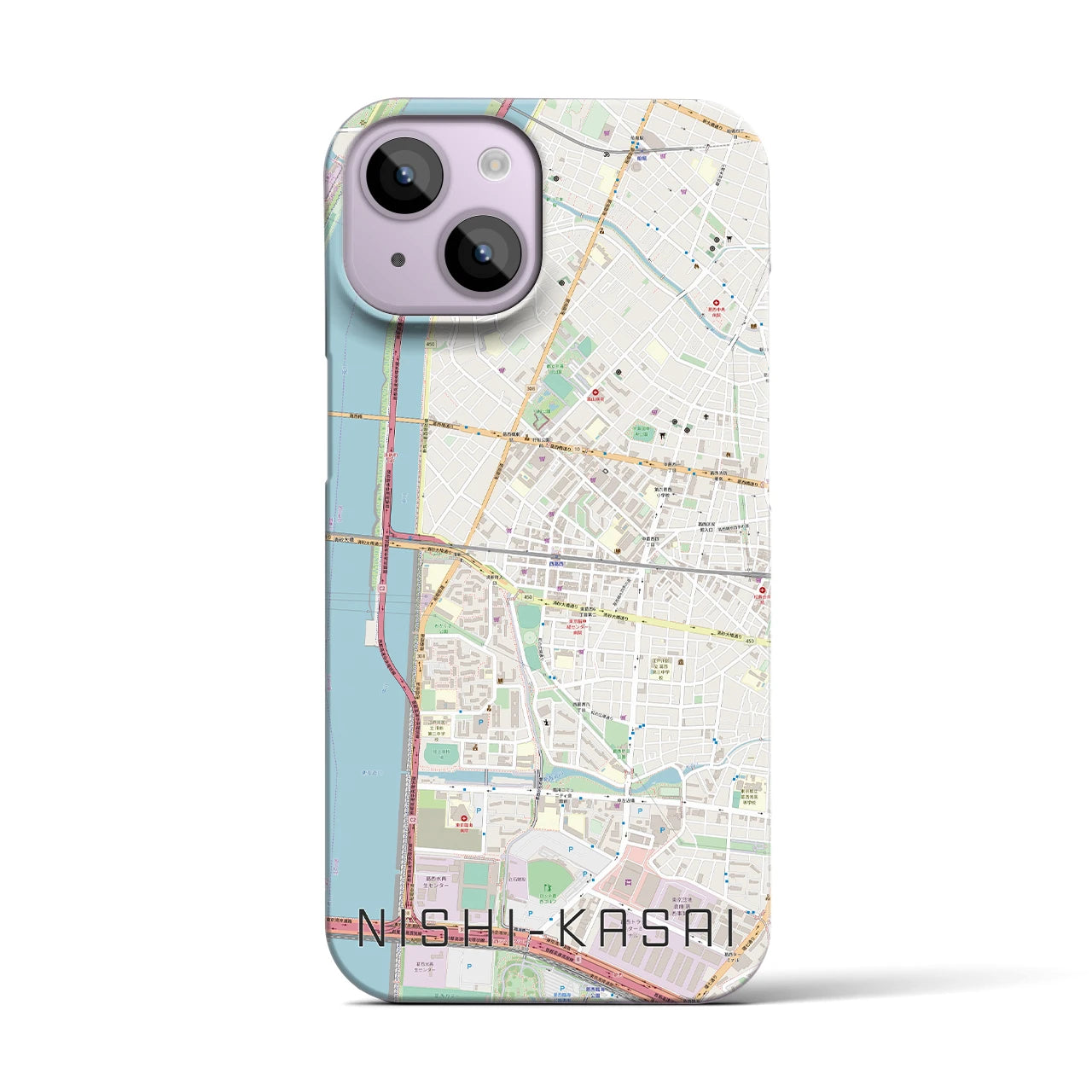 【西葛西】地図柄iPhoneケース（バックカバータイプ・ナチュラル）iPhone 14 用