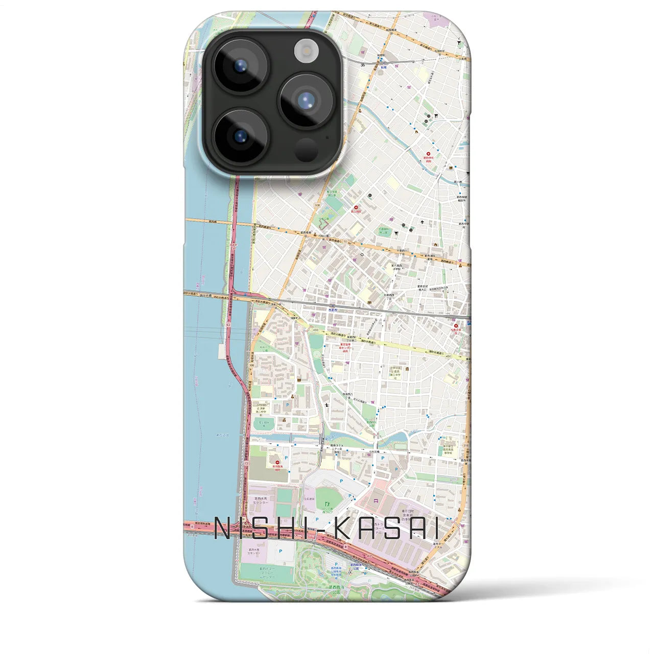 【西葛西】地図柄iPhoneケース（バックカバータイプ・ナチュラル）iPhone 15 Pro Max 用
