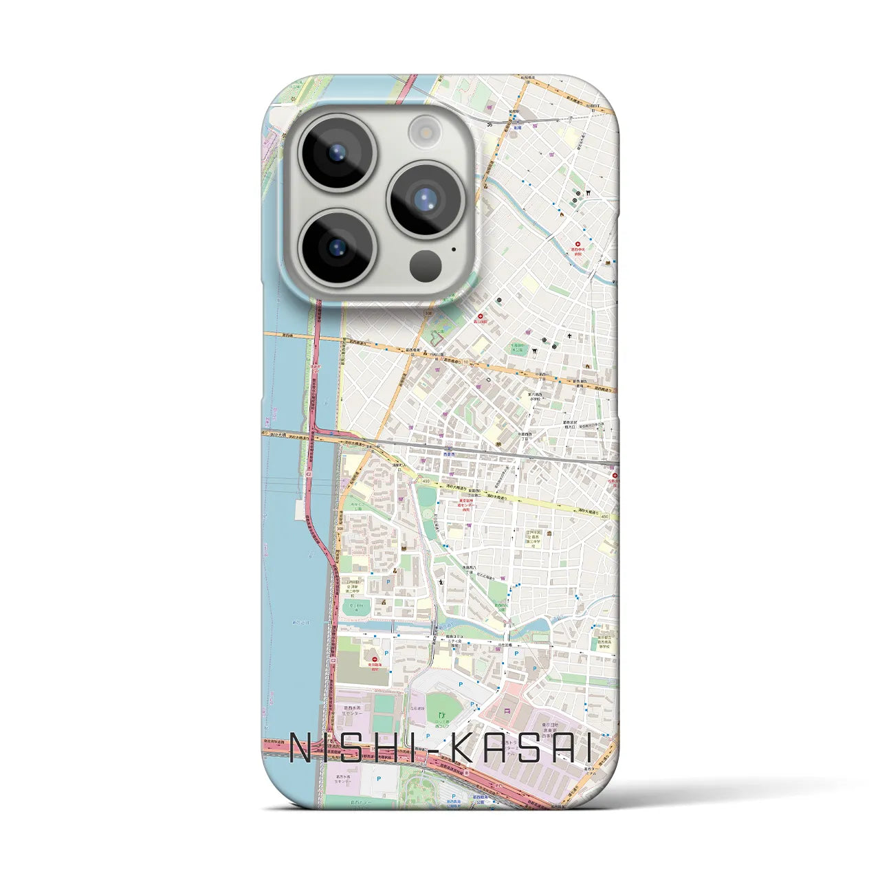【西葛西】地図柄iPhoneケース（バックカバータイプ・ナチュラル）iPhone 15 Pro 用