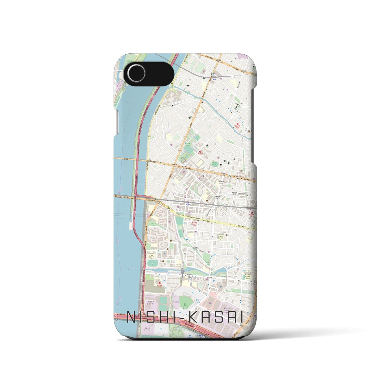 【西葛西】地図柄iPhoneケース（バックカバータイプ・ナチュラル）iPhone SE（第3 / 第2世代） / 8 / 7 / 6s / 6 用