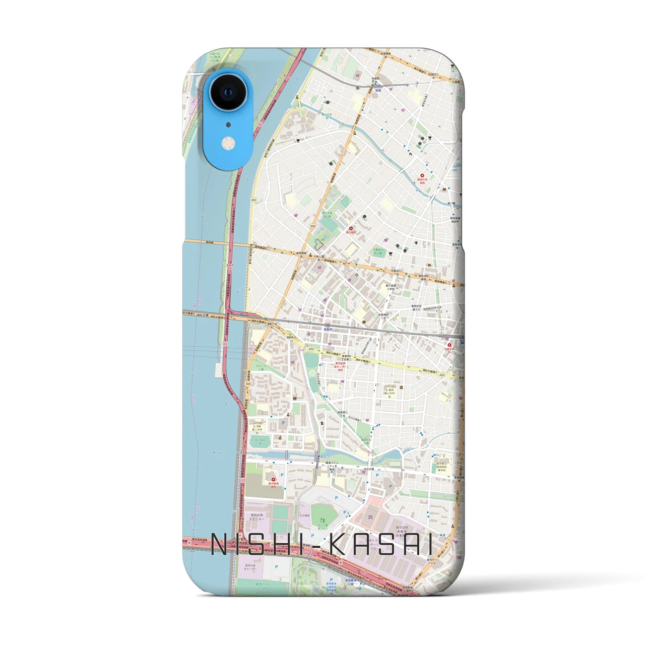【西葛西】地図柄iPhoneケース（バックカバータイプ・ナチュラル）iPhone XR 用