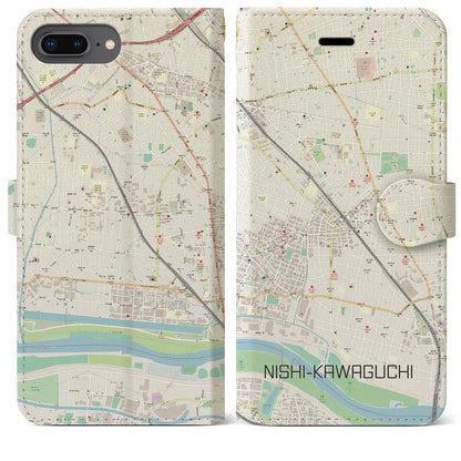 【西川口（埼玉県）】地図柄iPhoneケース（手帳タイプ）ナチュラル・iPhone 8Plus /7Plus / 6sPlus / 6Plus 用