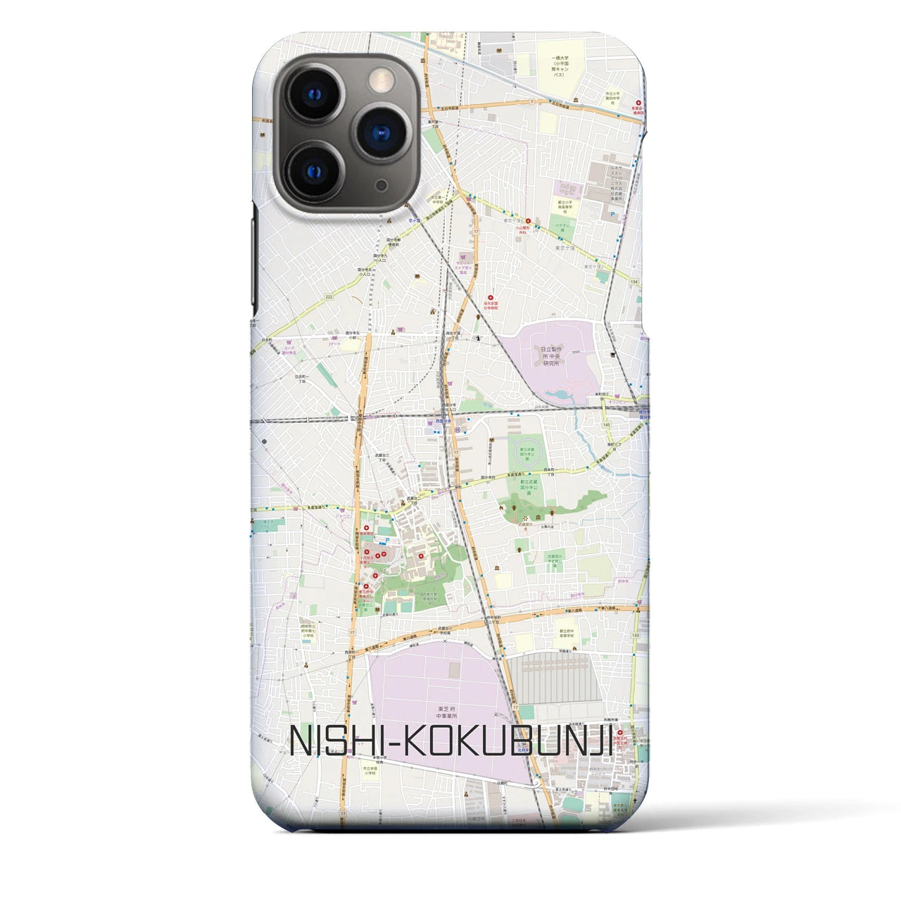 【西国分寺】地図柄iPhoneケース（バックカバータイプ・ナチュラル）iPhone 11 Pro Max 用