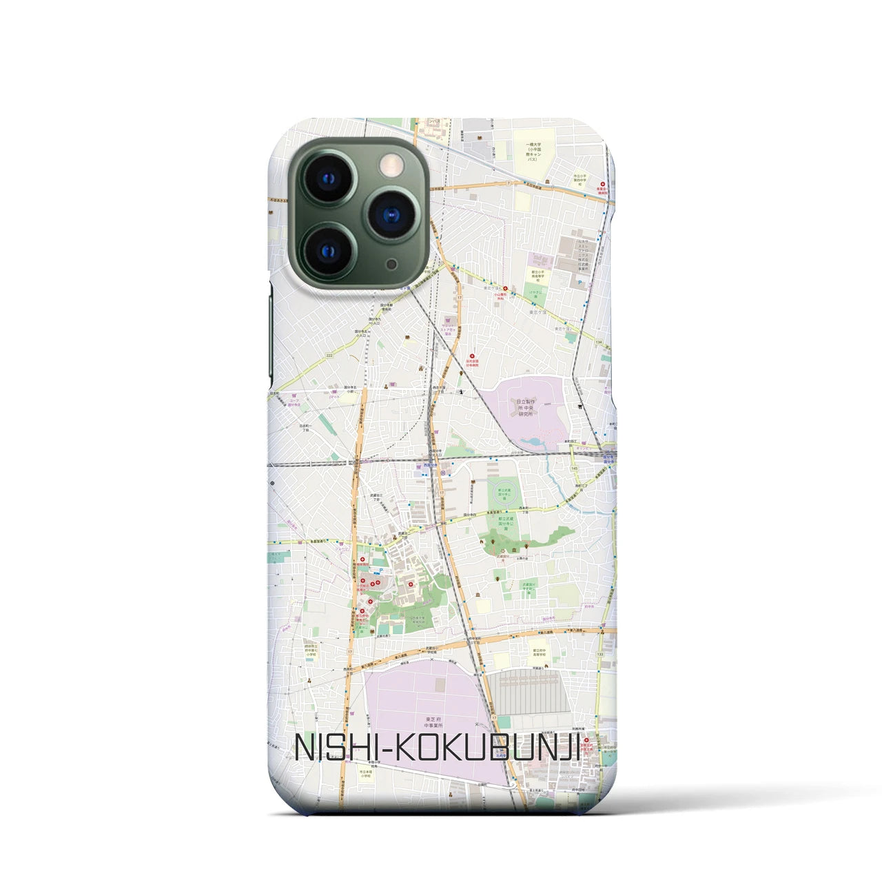 【西国分寺】地図柄iPhoneケース（バックカバータイプ・ナチュラル）iPhone 11 Pro 用