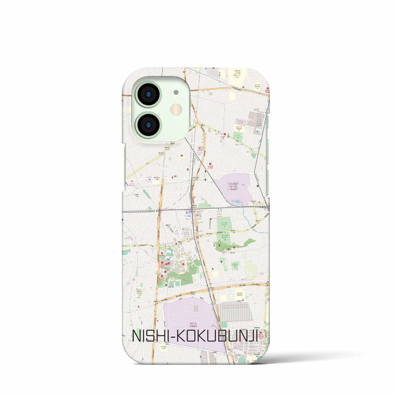 【西国分寺】地図柄iPhoneケース（バックカバータイプ・ナチュラル）iPhone 12 mini 用