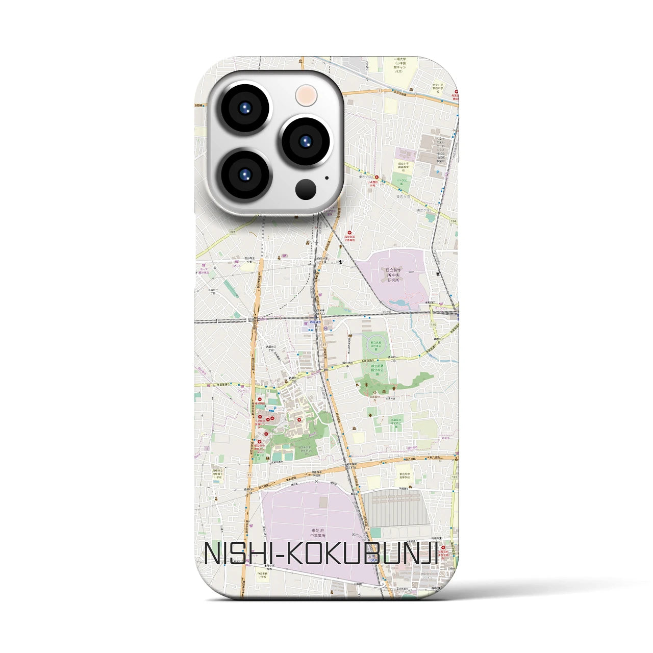 【西国分寺】地図柄iPhoneケース（バックカバータイプ・ナチュラル）iPhone 13 Pro 用