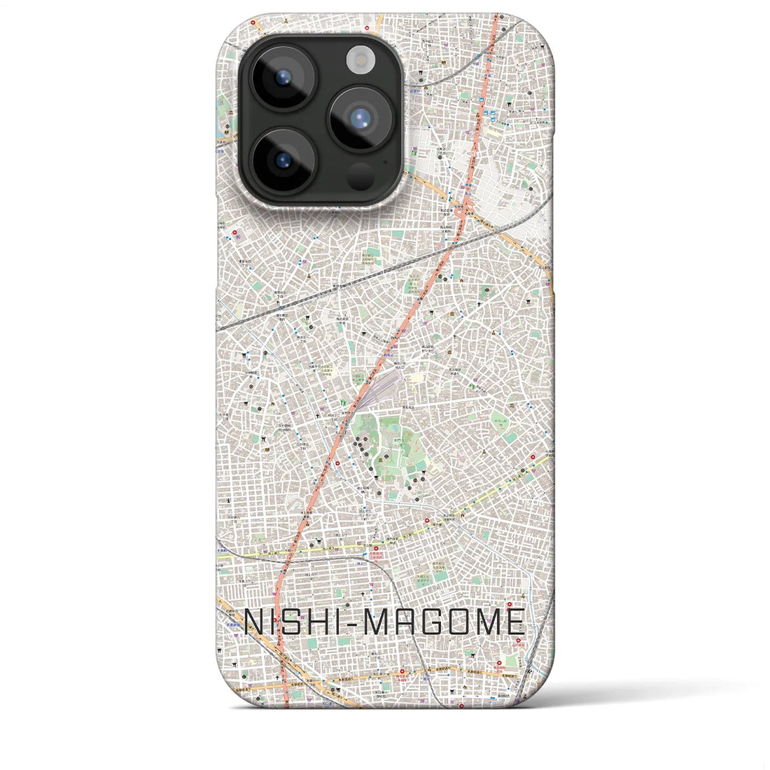 【西馬込】地図柄iPhoneケース（バックカバータイプ・ナチュラル）iPhone 15 Pro Max 用