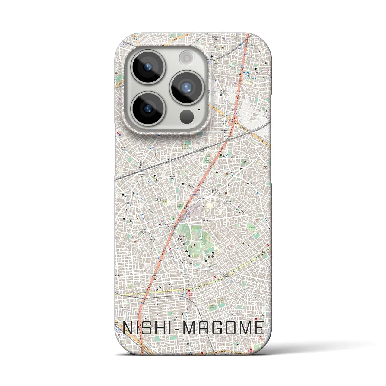 【西馬込】地図柄iPhoneケース（バックカバータイプ・ナチュラル）iPhone 15 Pro 用