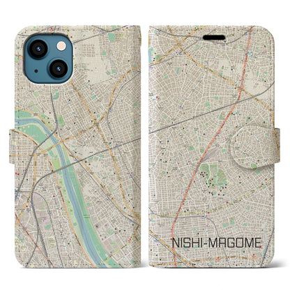 【西馬込（東京都）】地図柄iPhoneケース（手帳タイプ）ナチュラル・iPhone 13 用