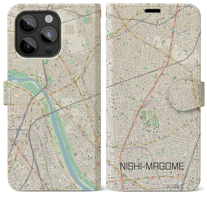 【西馬込（東京都）】地図柄iPhoneケース（手帳タイプ）ナチュラル・iPhone 15 Pro Max 用