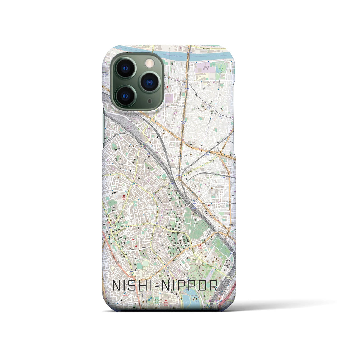 【西日暮里】地図柄iPhoneケース（バックカバータイプ・ナチュラル）iPhone 11 Pro 用