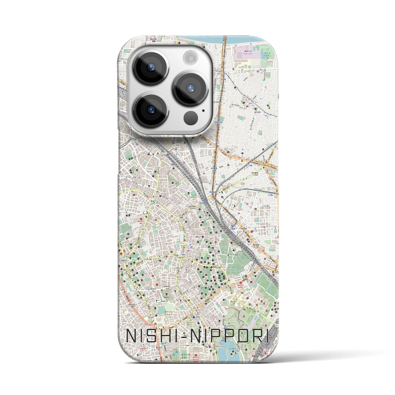 【西日暮里】地図柄iPhoneケース（バックカバータイプ・ナチュラル）iPhone 14 Pro 用