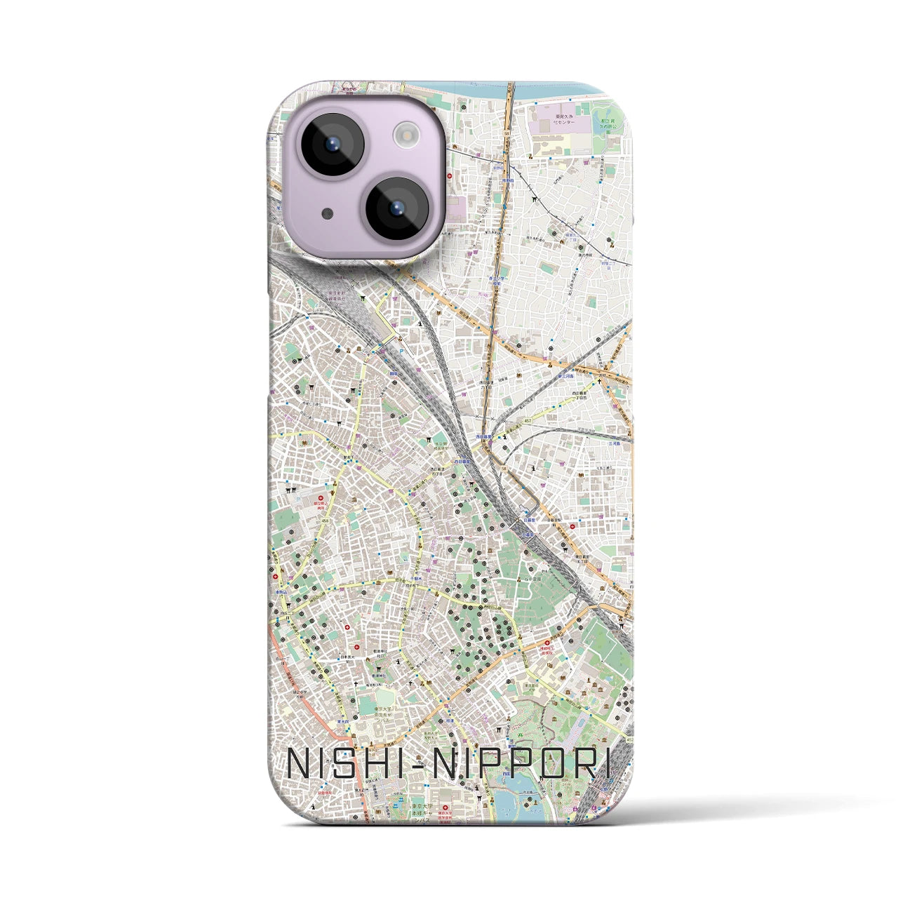【西日暮里】地図柄iPhoneケース（バックカバータイプ・ナチュラル）iPhone 14 用