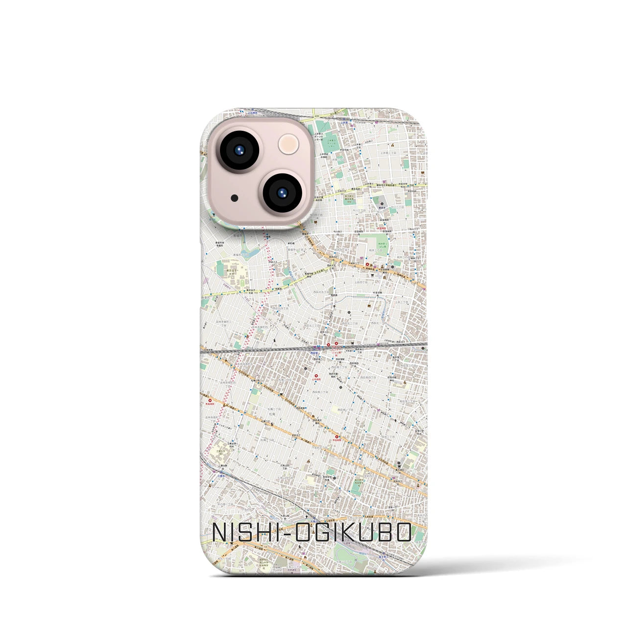 【西荻窪2】地図柄iPhoneケース（バックカバータイプ・ナチュラル）iPhone 13 mini 用
