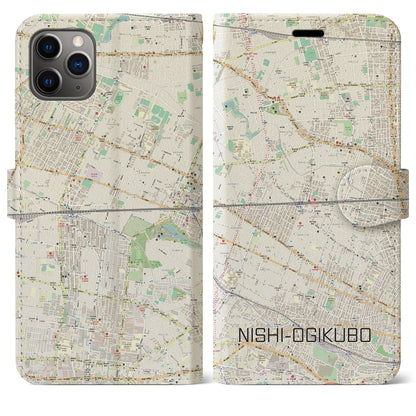【西荻窪2（東京都）】地図柄iPhoneケース（手帳タイプ）ナチュラル・iPhone 11 Pro Max 用