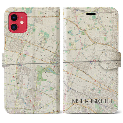【西荻窪2（東京都）】地図柄iPhoneケース（手帳タイプ）ナチュラル・iPhone 11 用