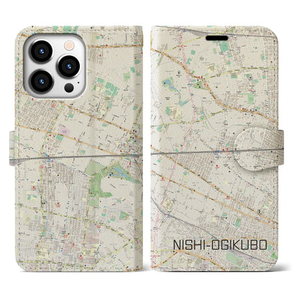 【西荻窪2（東京都）】地図柄iPhoneケース（手帳タイプ）ナチュラル・iPhone 13 Pro 用