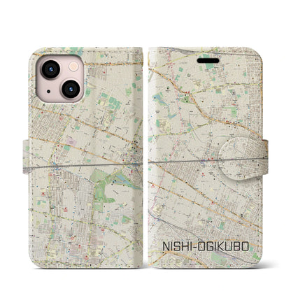 【西荻窪2（東京都）】地図柄iPhoneケース（手帳タイプ）ナチュラル・iPhone 13 mini 用