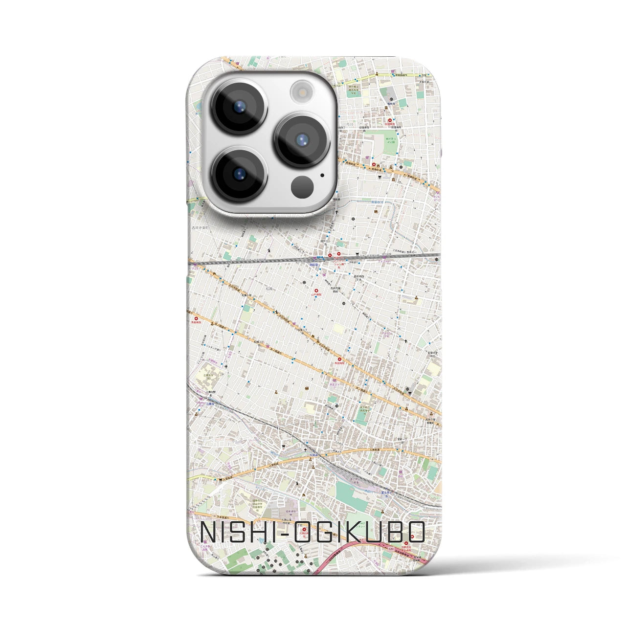 【西荻窪】地図柄iPhoneケース（バックカバータイプ・ナチュラル）iPhone 14 Pro 用