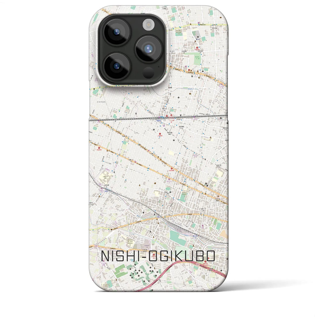 【西荻窪】地図柄iPhoneケース（バックカバータイプ・ナチュラル）iPhone 15 Pro Max 用