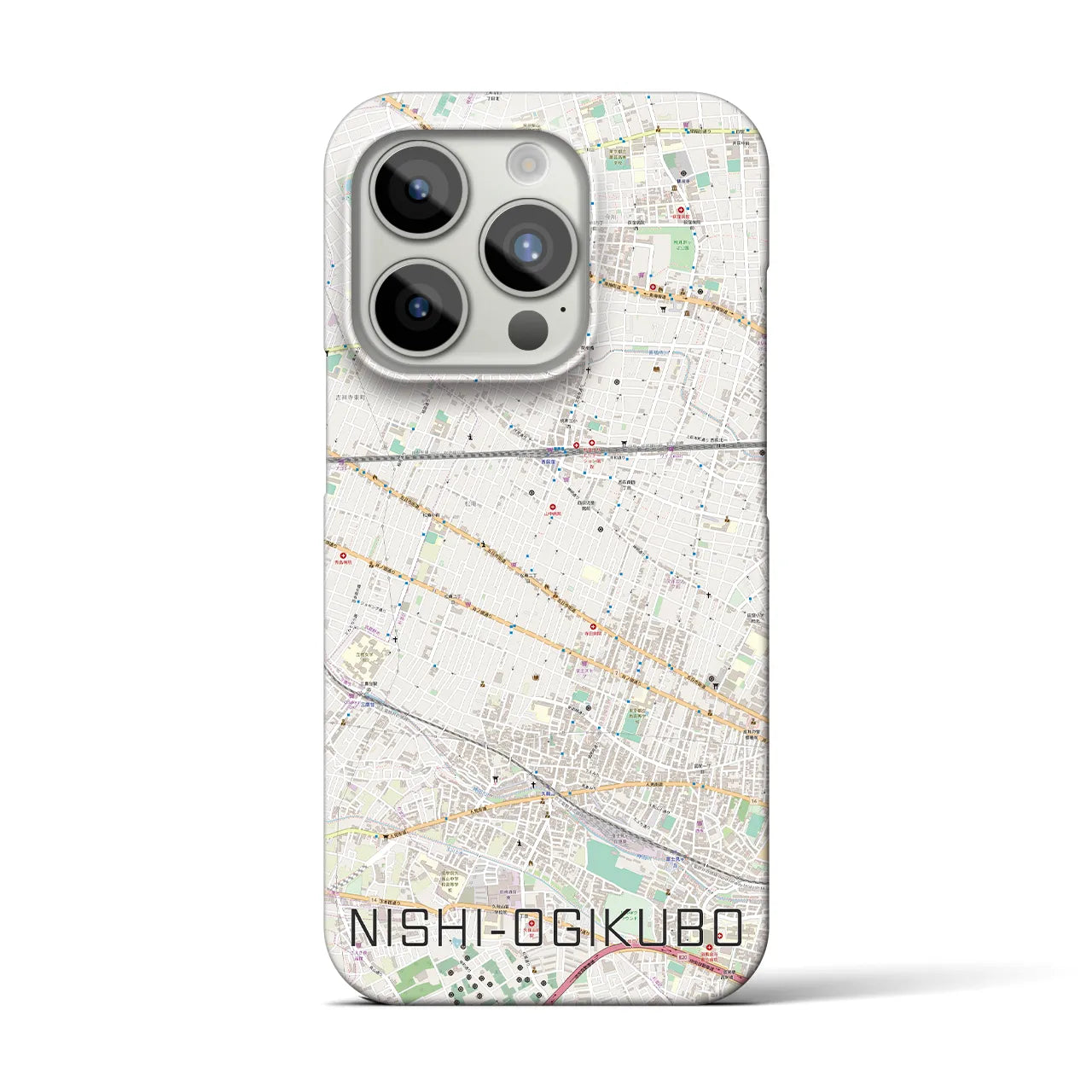 【西荻窪】地図柄iPhoneケース（バックカバータイプ・ナチュラル）iPhone 15 Pro 用
