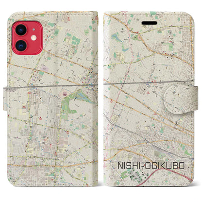 【西荻窪（東京都）】地図柄iPhoneケース（手帳タイプ）ナチュラル・iPhone 11 用