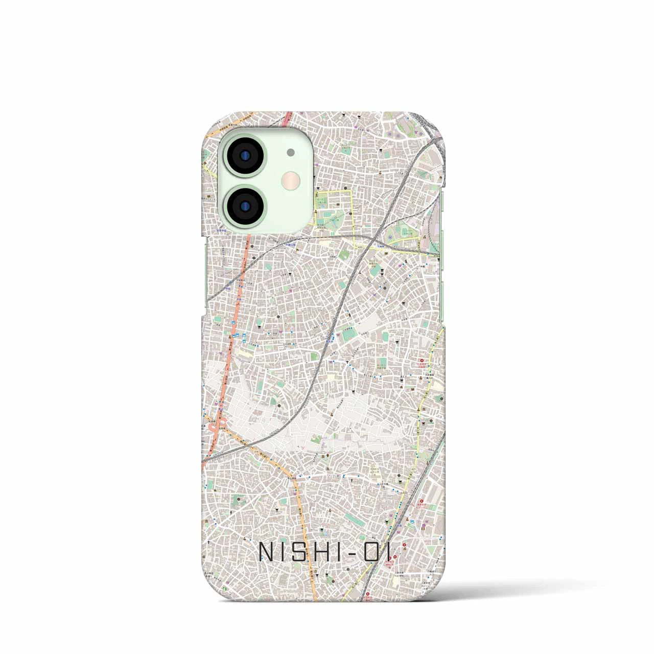 【西大井】地図柄iPhoneケース（バックカバータイプ・ナチュラル）iPhone 12 mini 用