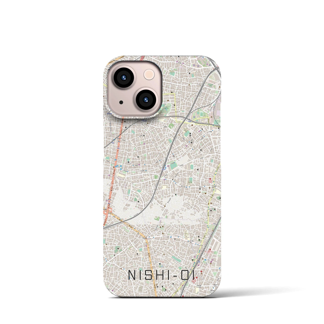 【西大井】地図柄iPhoneケース（バックカバータイプ・ナチュラル）iPhone 13 mini 用