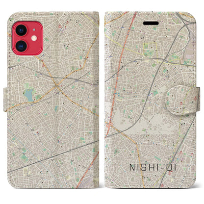 【西大井（東京都）】地図柄iPhoneケース（手帳タイプ）ナチュラル・iPhone 11 用