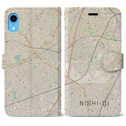 【西大井（東京都）】地図柄iPhoneケース（手帳タイプ）ナチュラル・iPhone XR 用