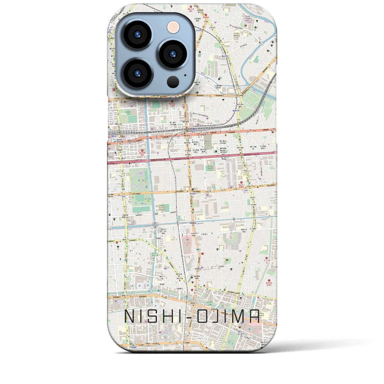 【西大島】地図柄iPhoneケース（バックカバータイプ・ナチュラル）iPhone 13 Pro Max 用