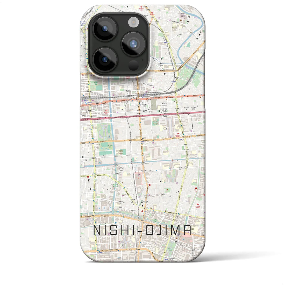 【西大島】地図柄iPhoneケース（バックカバータイプ・ナチュラル）iPhone 15 Pro Max 用