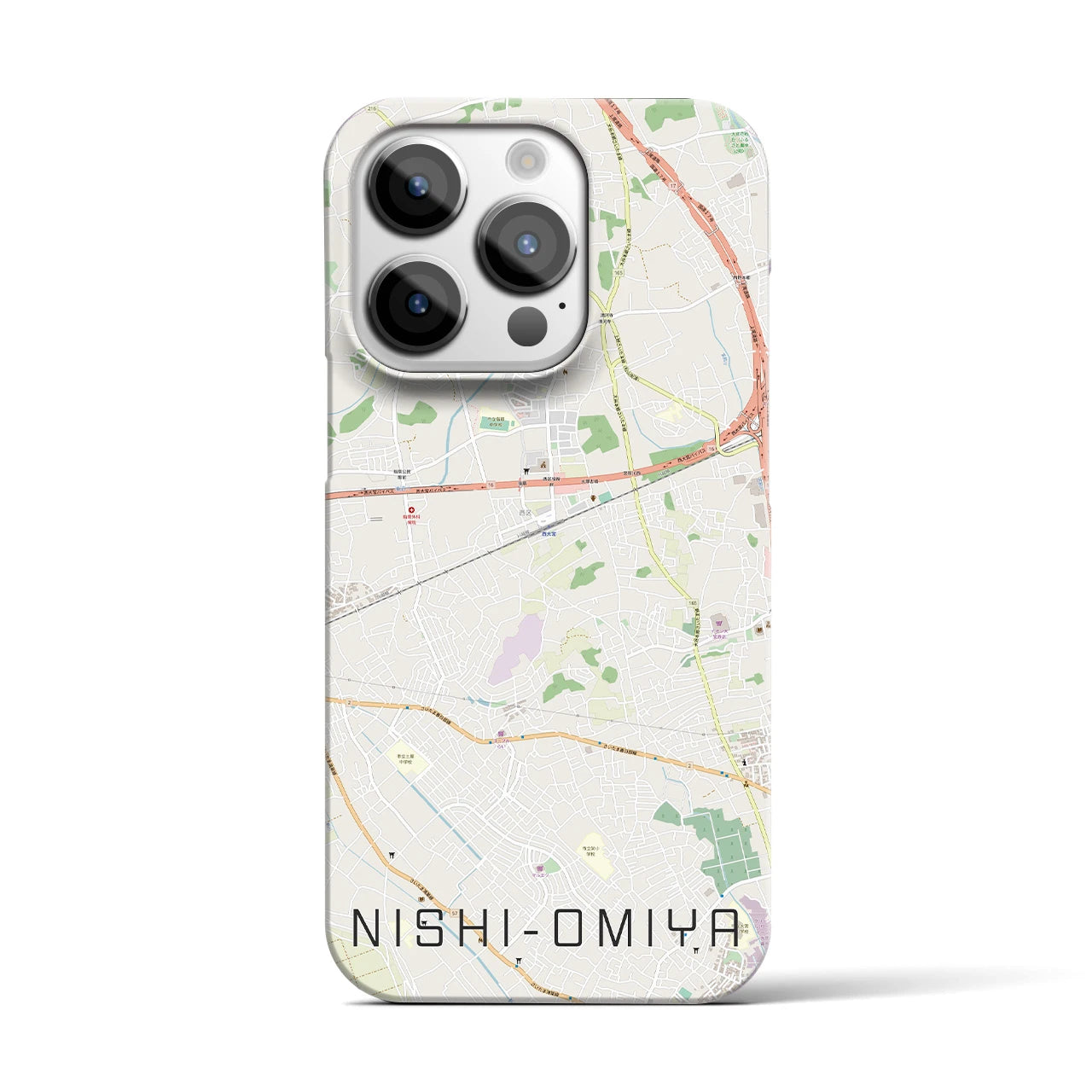 【西大宮】地図柄iPhoneケース（バックカバータイプ・ナチュラル）iPhone 14 Pro 用