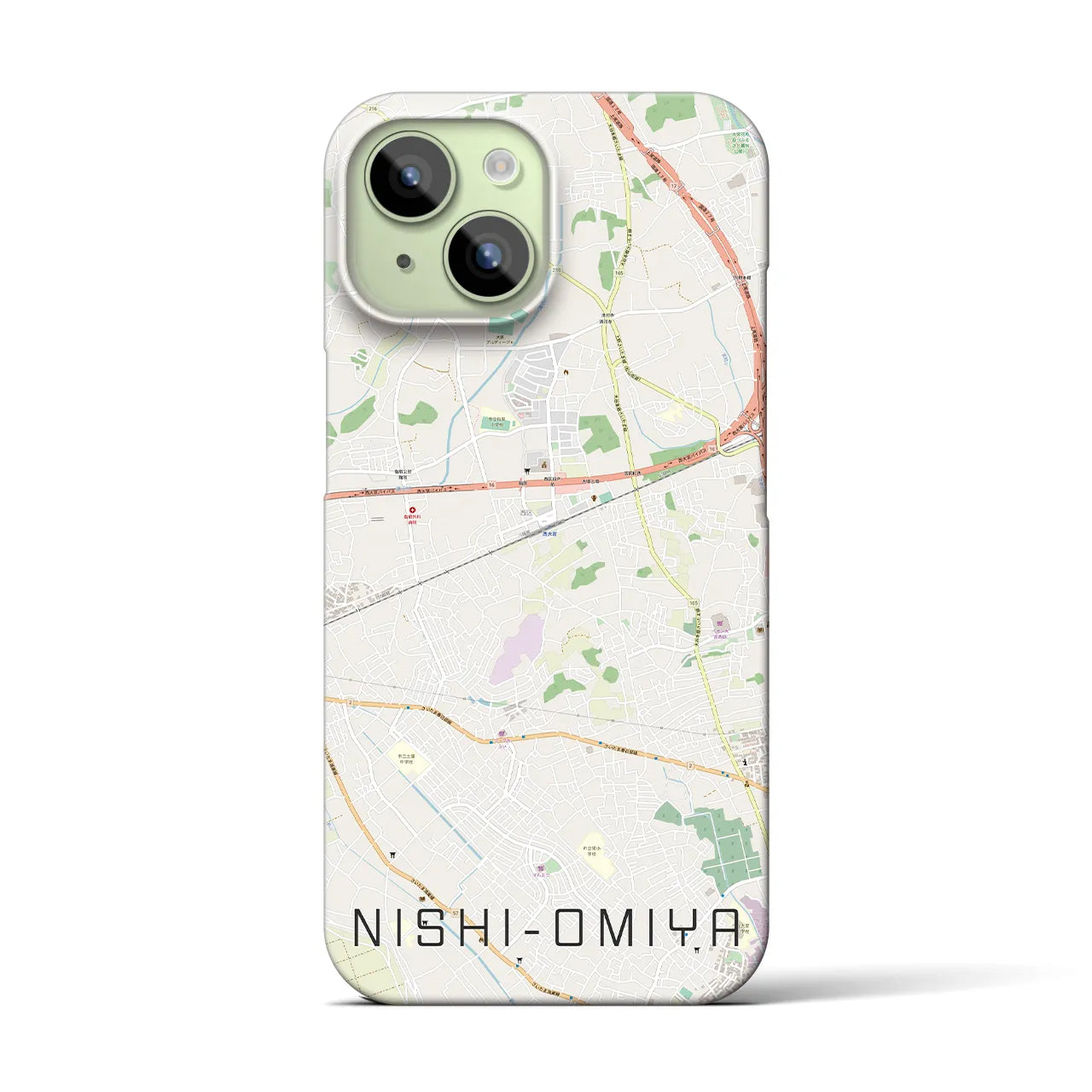【西大宮】地図柄iPhoneケース（バックカバータイプ・ナチュラル）iPhone 15 用