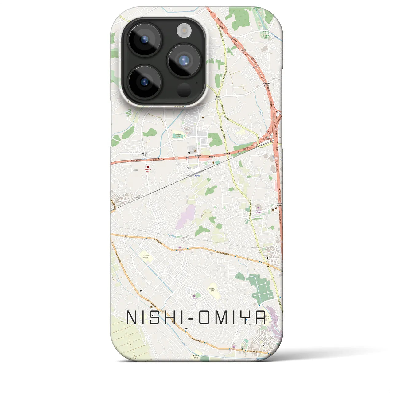 【西大宮】地図柄iPhoneケース（バックカバータイプ・ナチュラル）iPhone 15 Pro Max 用
